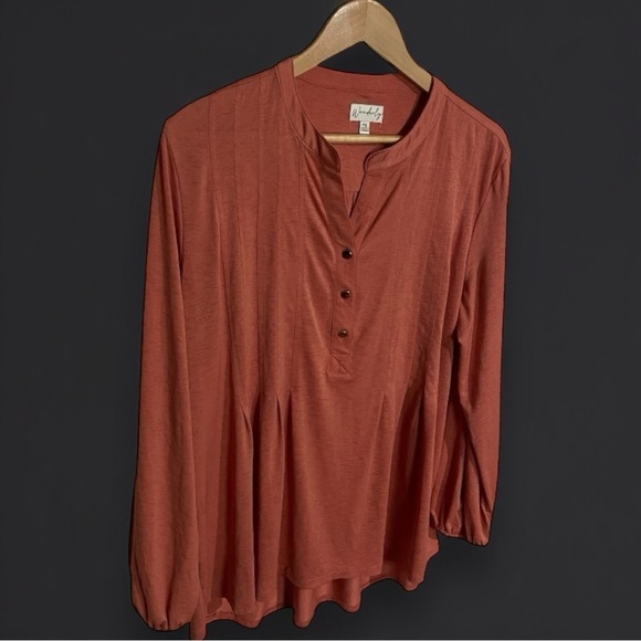 Wonderly‎ 3/4 Sleeve Pumpkin Peasant Top - Picture 1 of 6
